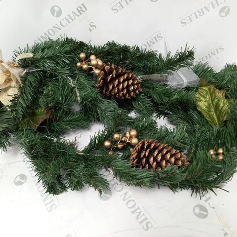 GOLD POINSETTA PRE LIT 6FT GARLAND