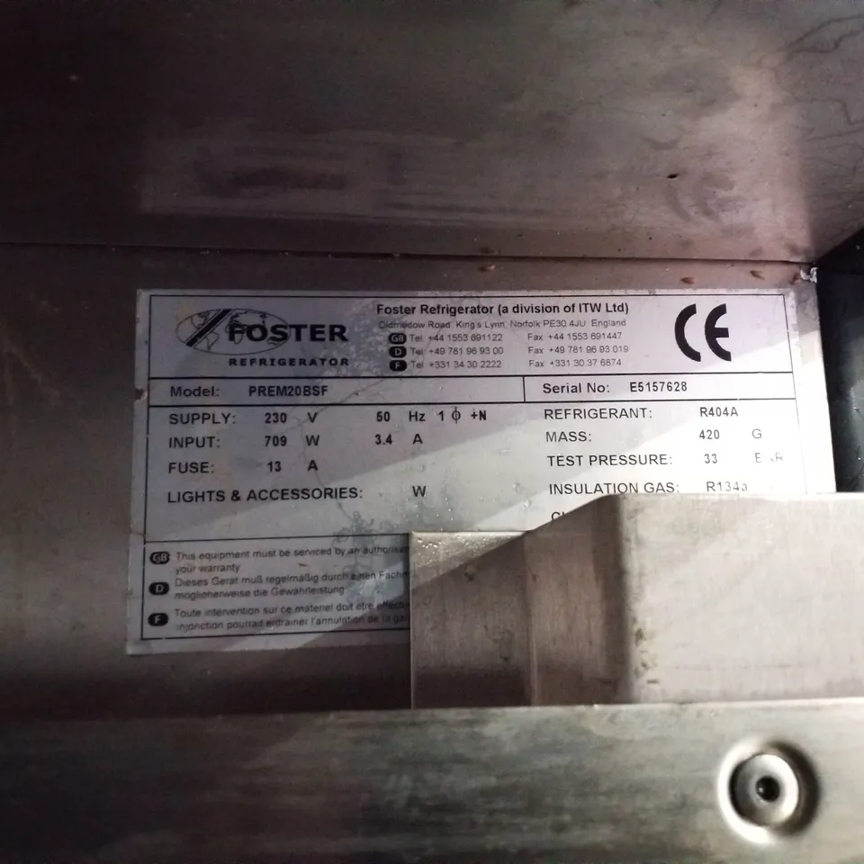 FOSTER PREM20BSF UPRIGHT BAKERY FREEZER