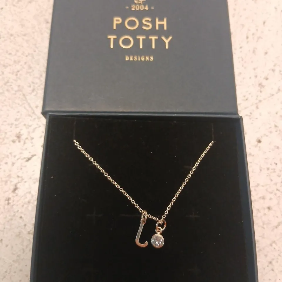 POSH TOTTY DESIGNS BIRTHSTONE & INITIAL CHARM NECKLACE STERLING SILVER