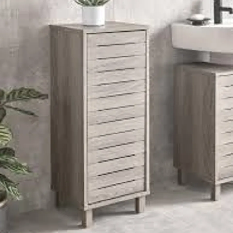 BOXED BURKET SINGLE CONSOLE BATHROOM CABINET - GREY (1 BOX)