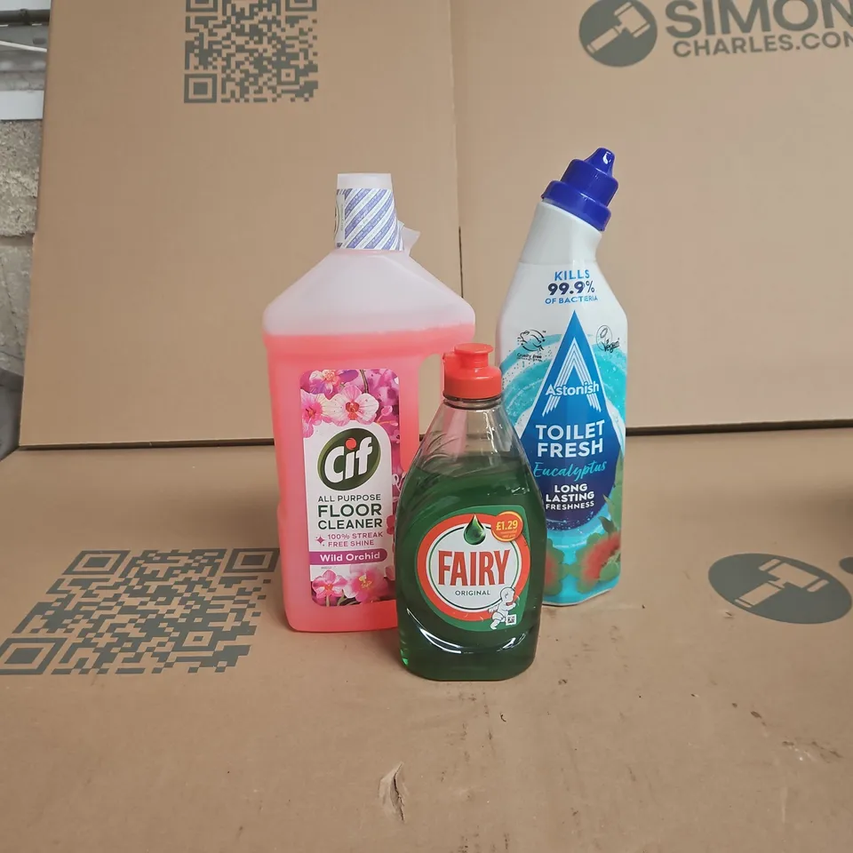 TOTE OF APPROXIMATELY 14 ASSORTED ITEMS TO INCLUDE CIF, FAIRY, ASTONISH ETC