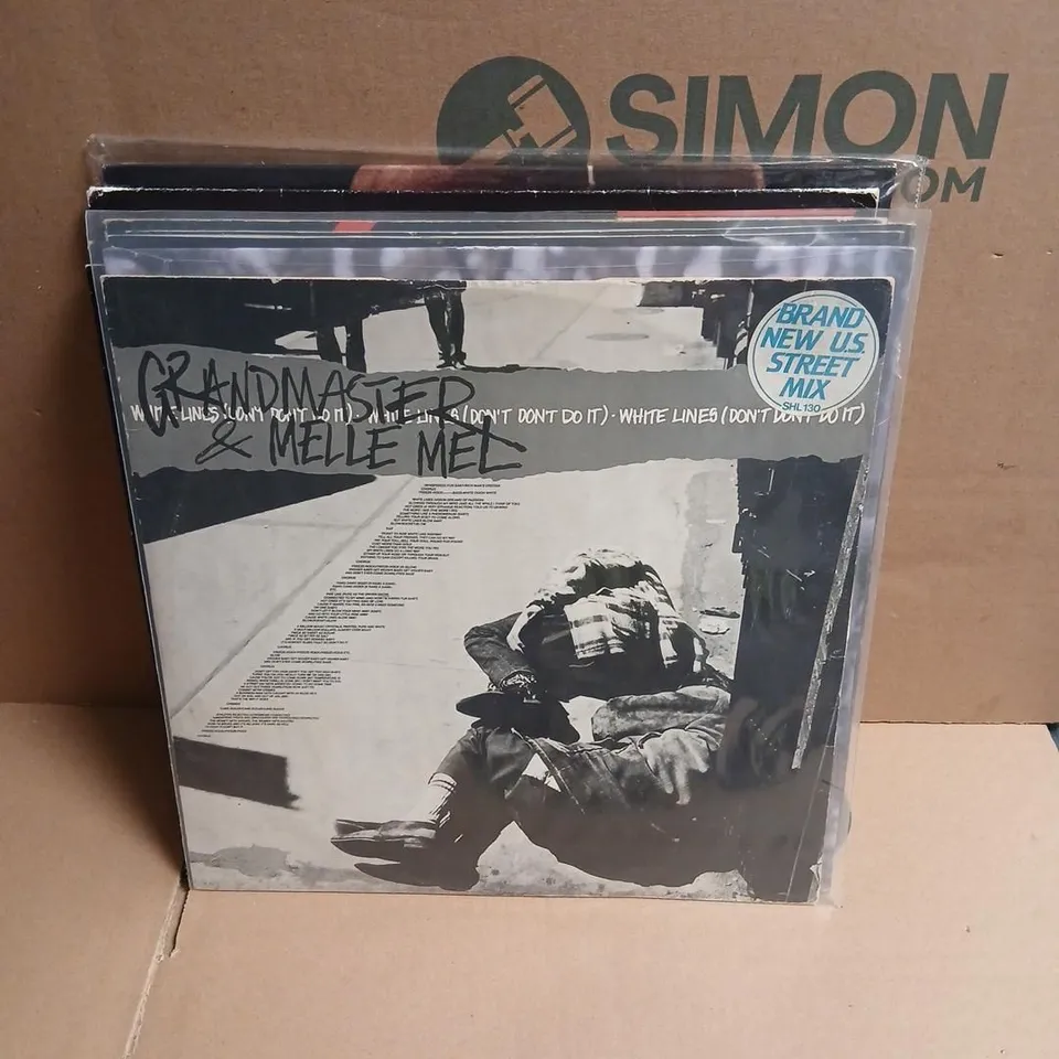 APPROXIMATELY 10 ASSORTED VINYL RECORDINGS TO INCLUDE; SOUL RADIO, RENEE RAP, LAUFEY, ULTRA NATE, GRANDMASTER AND MELLE MEL, HONEYBLOOD, THE POWER STATION AND ANDY TAYLOR