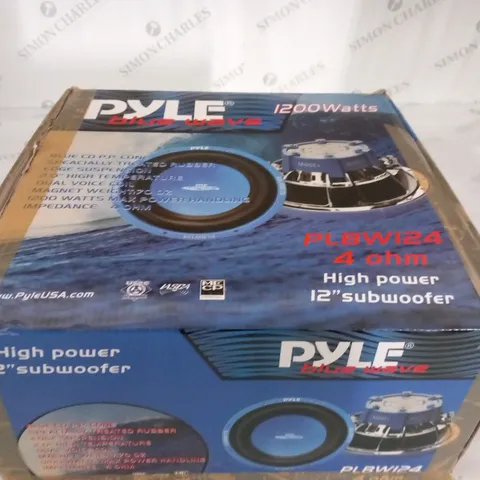 BOXED PYLE BLUE WAVE 1200 WATTS PLBW124 HIGH POWER 12" SUBWOOFER