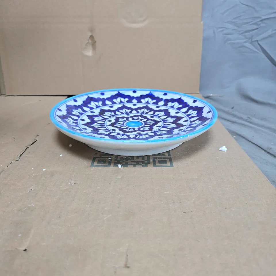 BLUE AND WHITE CERAMIC DECORATIVE PLATE - SET OF 3