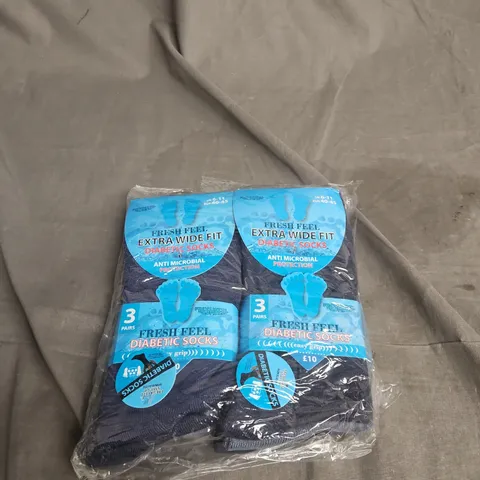 UK 6-11 FRESH FEEL EXTRA WIDE FIT DIABETIC SOCKS – 6 PAIRS (2 X 3 PAIRS), NAVY