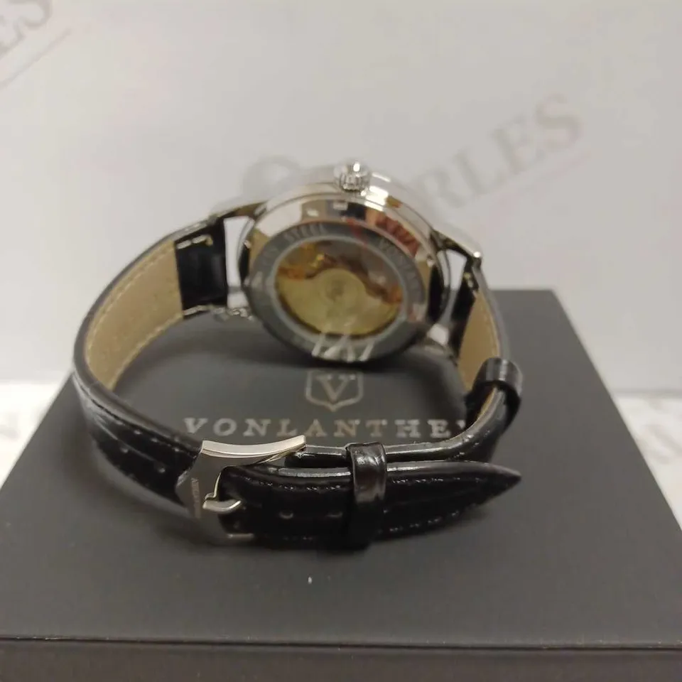 VONLANTHEN PART SKELETON CHRONOGRAPH WATCH WITH LEATHER STRAP
