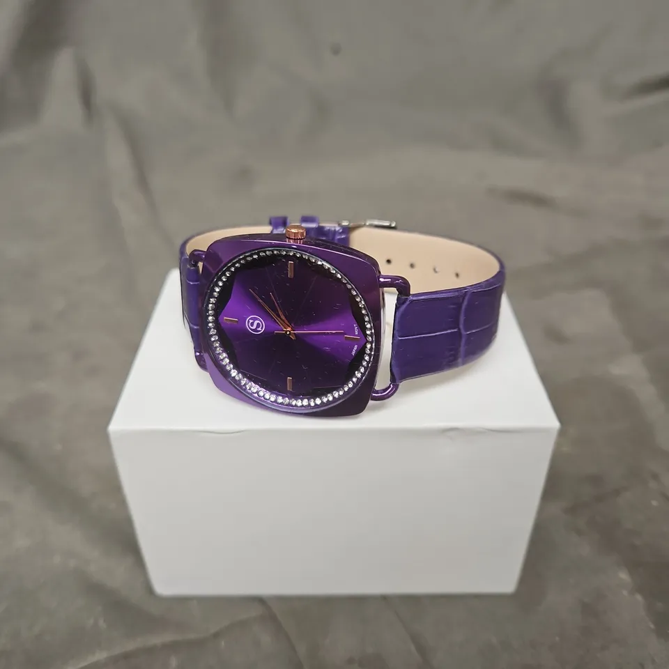 STRADA LADIES' PURPLE DIAL WRISTWATCH WITH CRYSTAL BEZEL