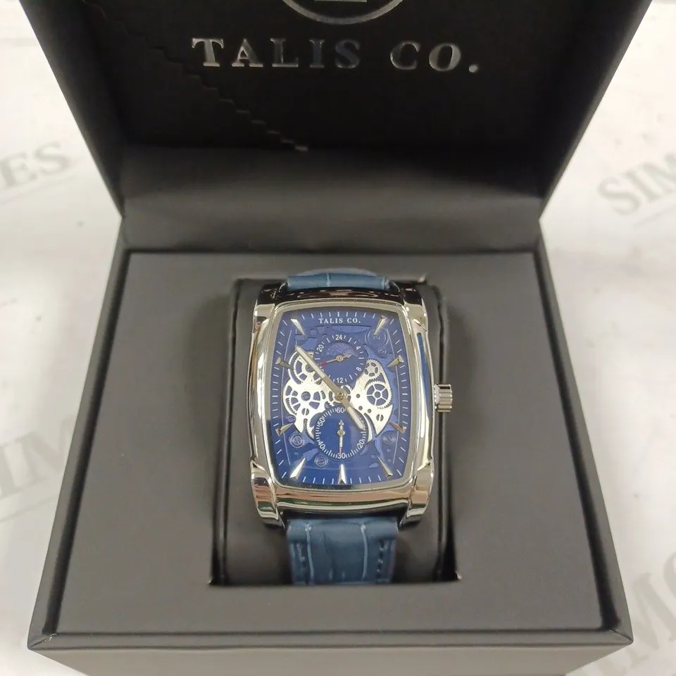 TALIS CO BLUE CROC LEATHER STRAP WRISTWATCH