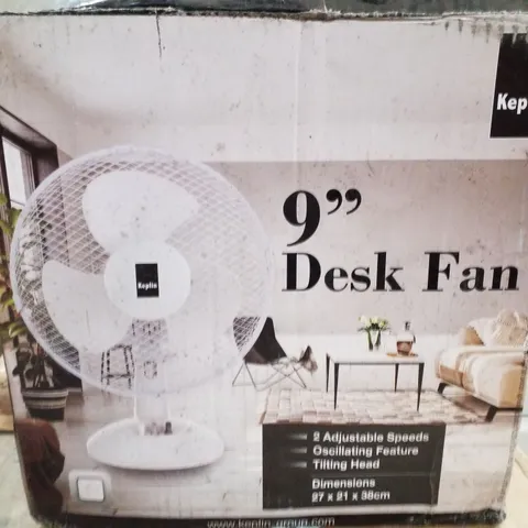 BOXED KEPLIN 9" DESK FAN - WHITE