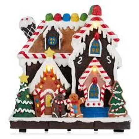SANTA EXPRESS PRE LIT CANDY GINGER BREAD HOUSE 