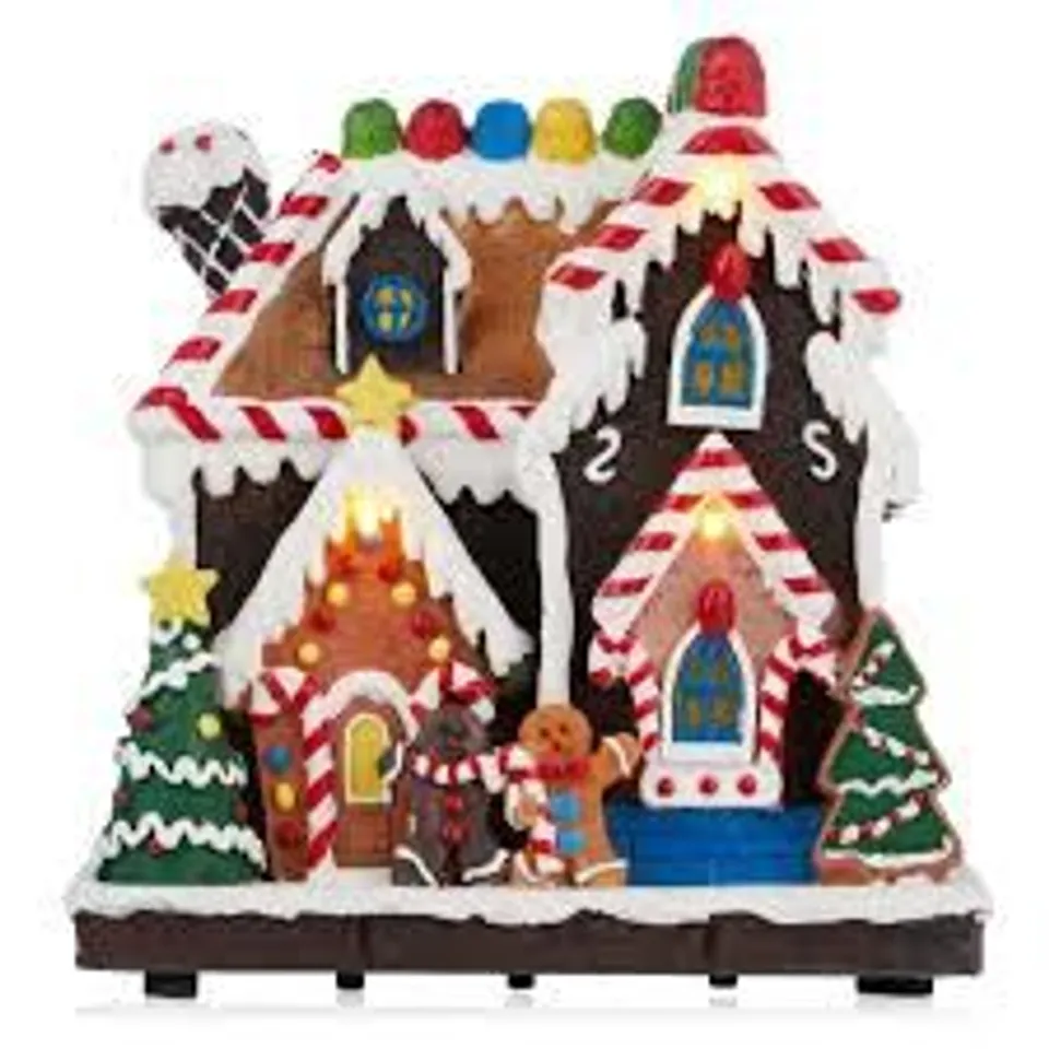 SANTA EXPRESS PRE LIT CANDY GINGER BREAD HOUSE