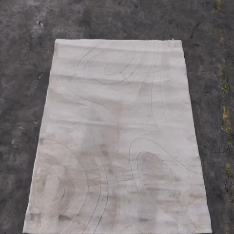 WHITE TEXTILE FABRIC SAMPLE WITH ABSTRACT WAVE PATTERN (120X170CM)