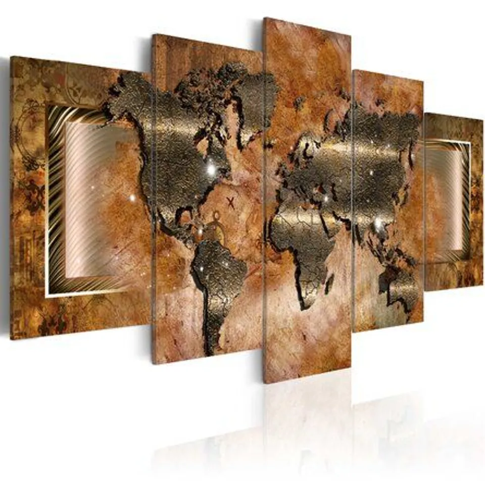 BOXED STEEL MAP WRAPPED CANVAS 