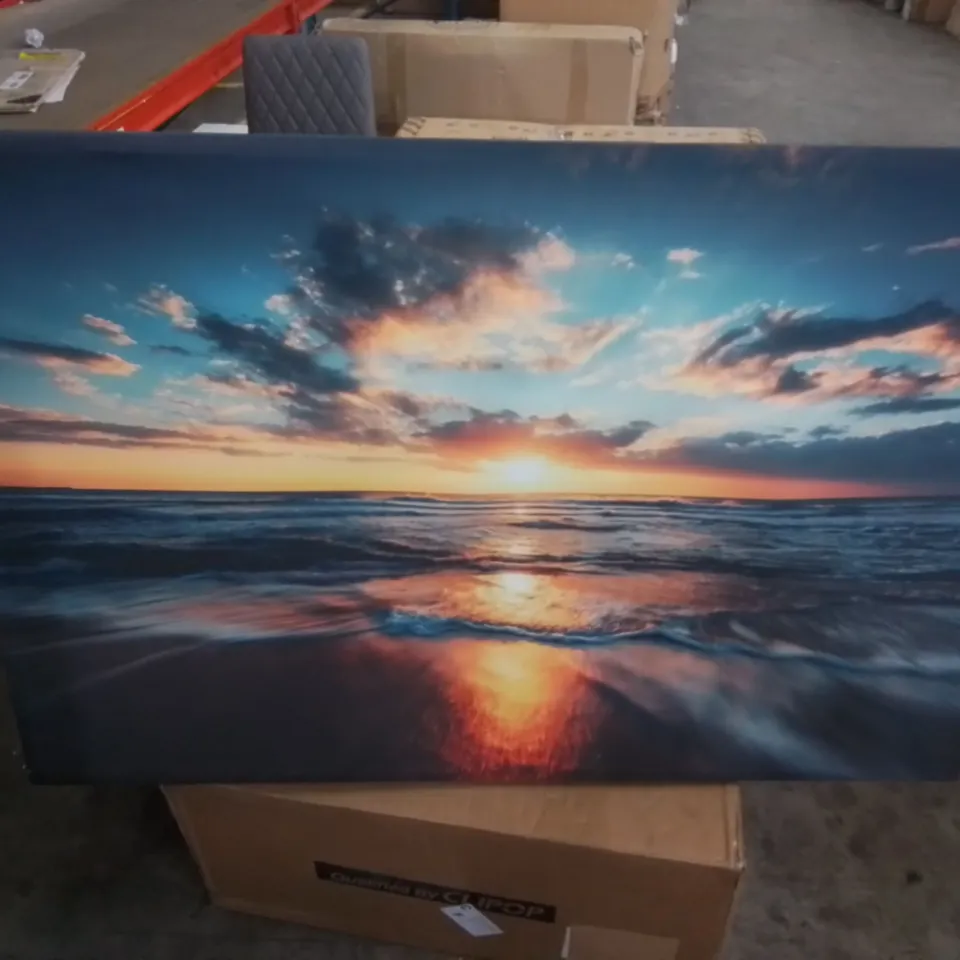 WRAPPED CANVAS PRINT FIRE SUNSET GLOW BEACH