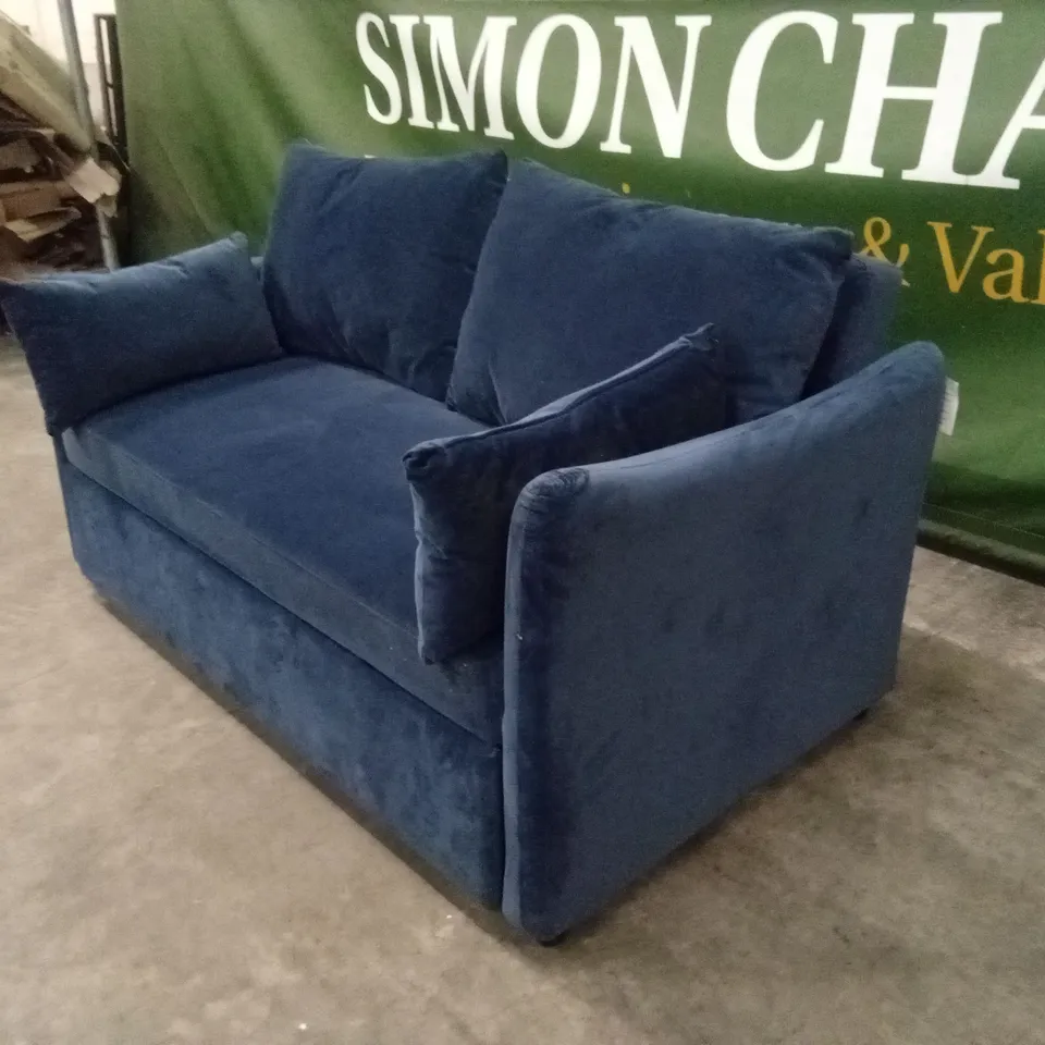 QUALITY DESIGNER SOLACE+CO SOFA BED - BLUE VELVET