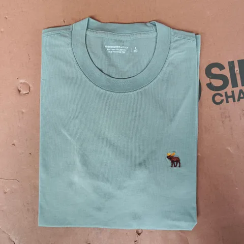 ABERCROMBIE & FITCH SLIM POLISHED SHORT SLEEVE T-SHIRT IN GREEN SIZE SMALL