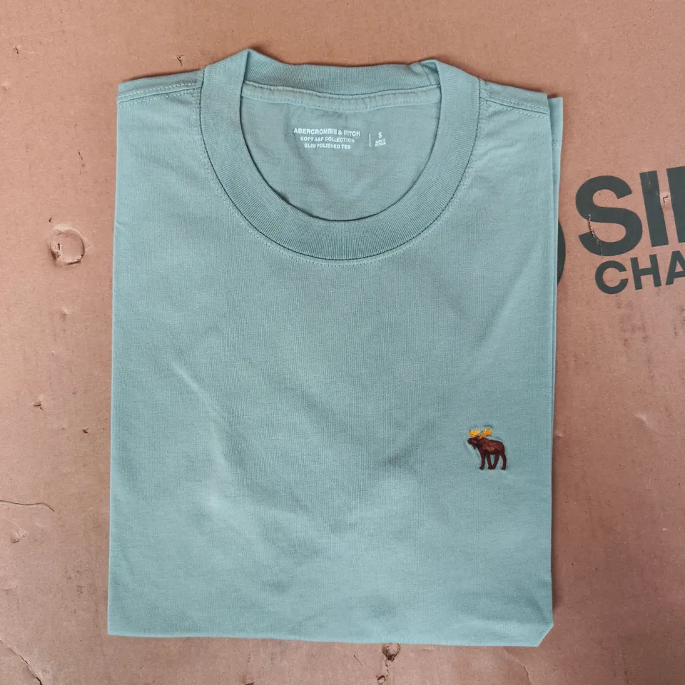 ABERCROMBIE & FITCH SLIM POLISHED SHORT SLEEVE T-SHIRT IN GREEN SIZE SMALL