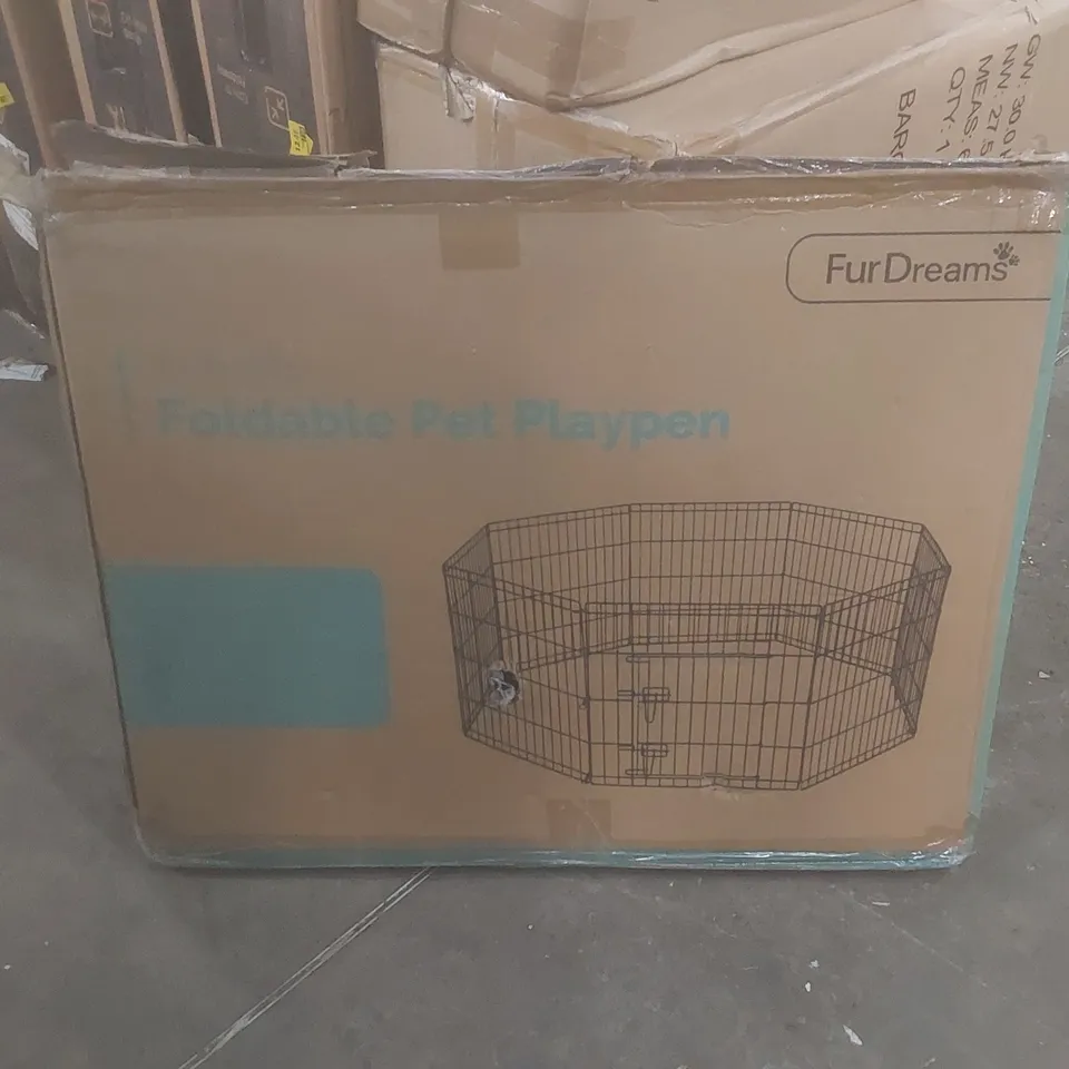 BOXED FUR DREAMS 30" FOLDABLE PET PLAYPEN 