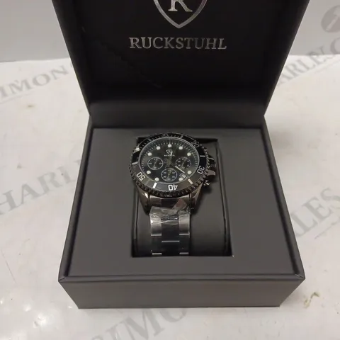 MENS RUCKSTUHL CHRONOGRAPH 8829 WATCH β BLACK DIAL - STAINLESS STEEL STRAP β 3ATM WATER RESISTANT β DATE FUNCTION