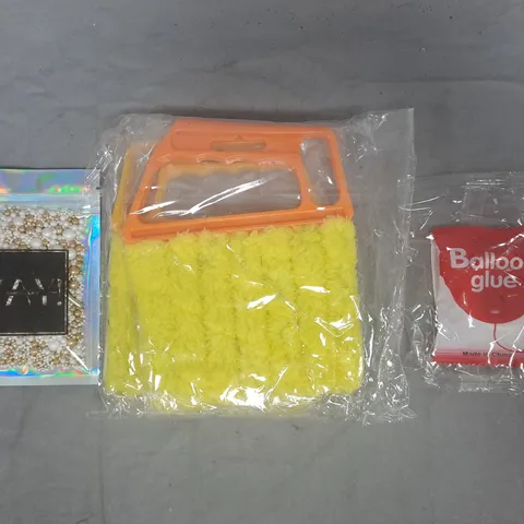 APPROXIMATELY 10 ASSORTED HOUSEHOLD ITEMS TO INCLUDE BALLOON GLUE, SPRINKLES, ETC