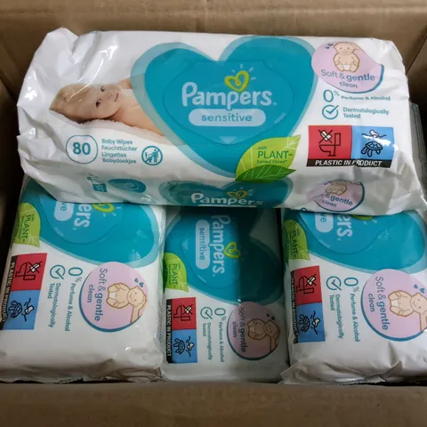 BOX CONTAINING 15 80-PACKS OF  PAMPERS SENSITIVE WIPES