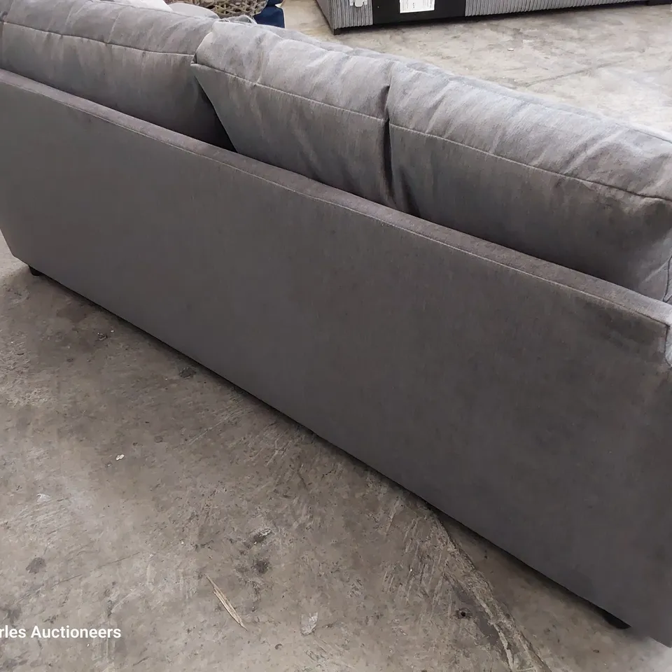 DESIGNER THREE SEATER SOFA GREY FABRIC 