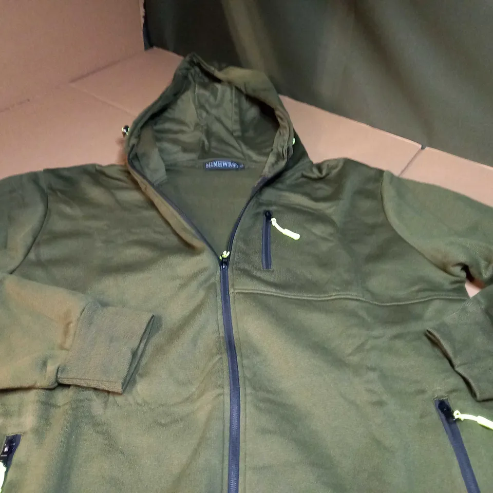 DESIGNER KHAKI ZIPPED FLEECED HOODIE - XL