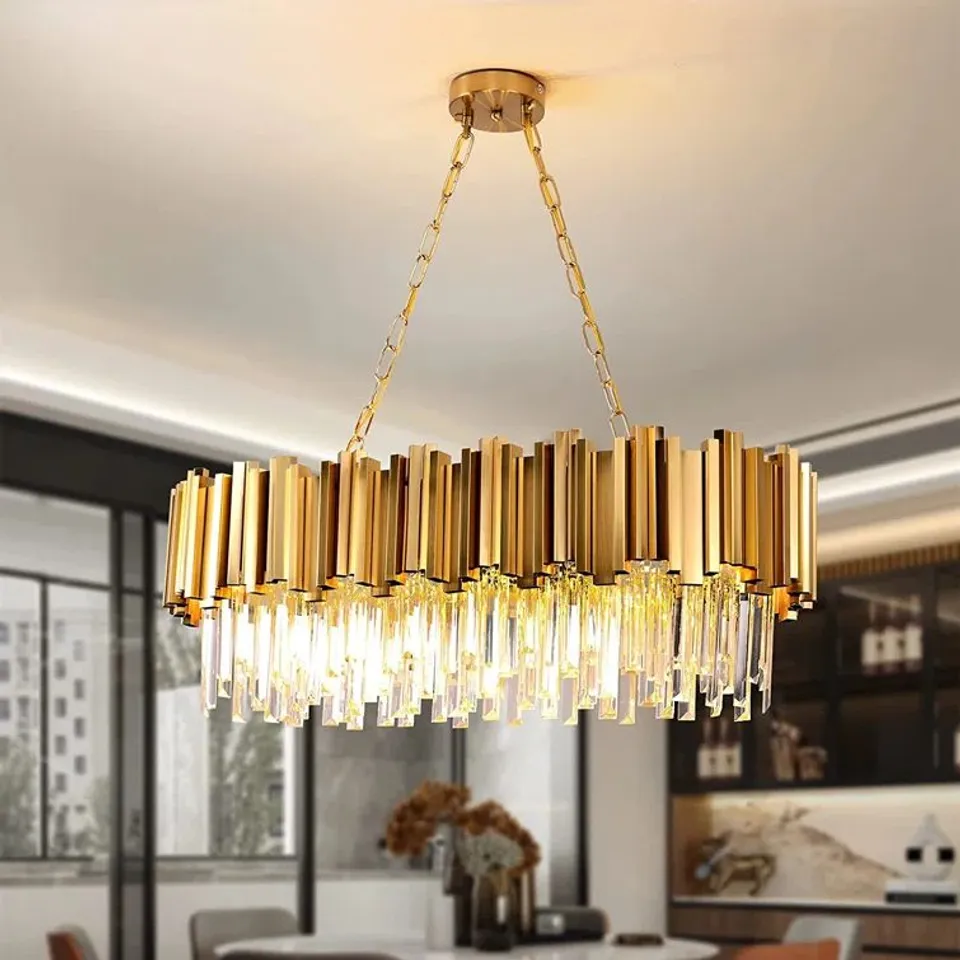 BOXED 8-LIGHT UNIQUE/STATEMENT CHANDELIER WITH CRYSTAL ACCENTS (1 BOX)