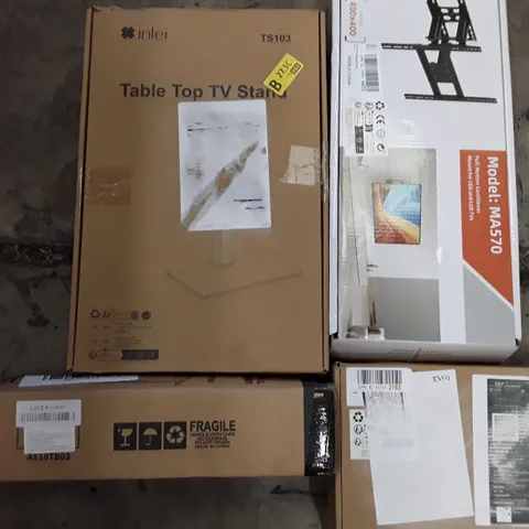 PALLET CONTAINING AN ASSORTMENT OF FULL TV AND MONITOR WALL MOUNT AND TV STANDS ECT