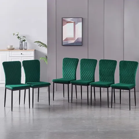 BOXED VELVET UPHOLSTERED DINING CHAIRS SET FOR XMAS (SET OF 6) (1 BOX)