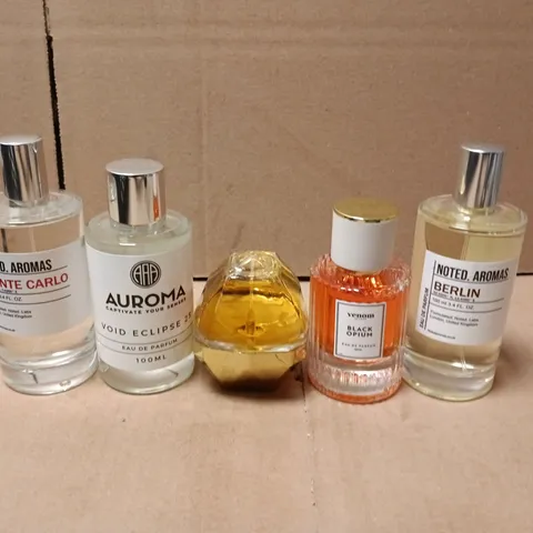 LOT OF 10 ASSORTED UNBOXED EAU DE PARFUMS TO INCLUDE AUROMA 100ML, VENOM BLACK OPIUM AND NOTED AROMAS