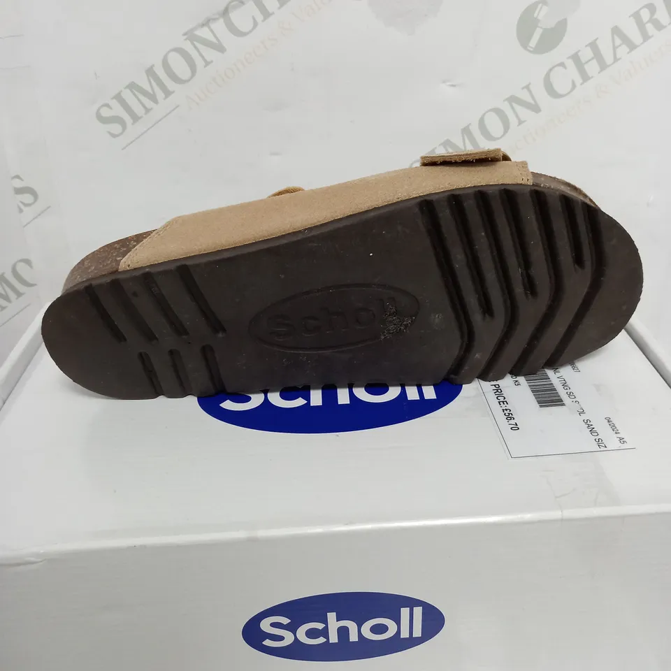 SCHOLL  FLAT SANDALS IN SAND SIZE 5