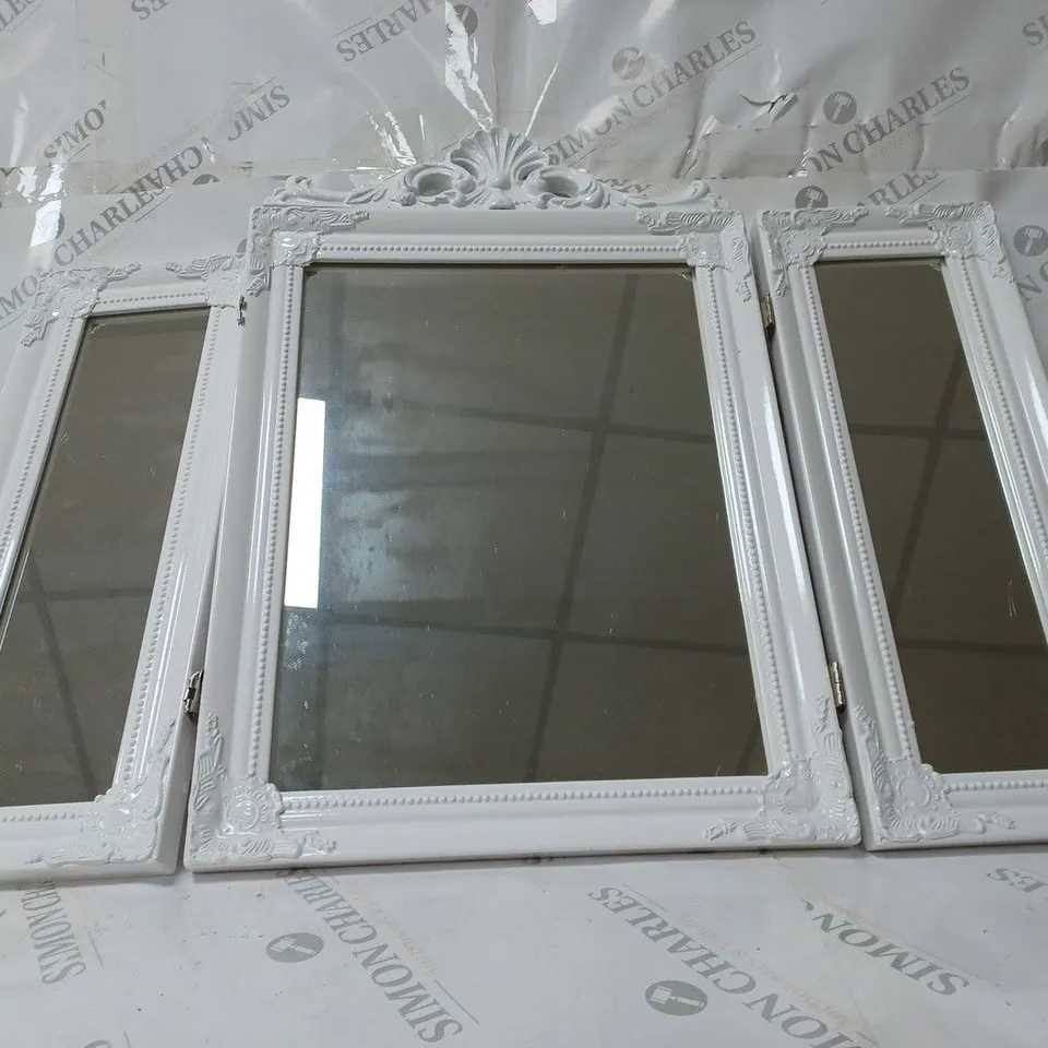 BOXED TIMELESS ELEGANCE 3 SECTION MIRROR APPROX 72 X 57CM WHITE