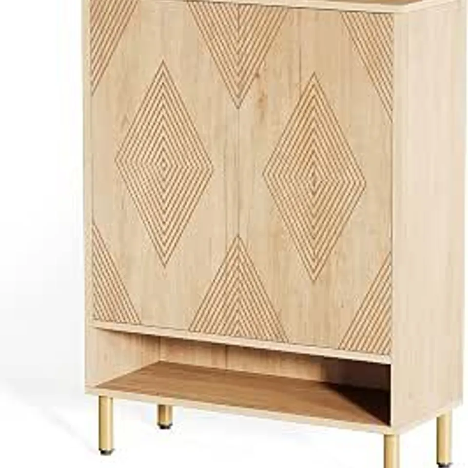 BOXED LAILANG SHOE CABINET WITH 2 DOORS, 6 SHELVES, 25 PAIRS OF SHOES, ANTI-TIPPING, SCRATCH-RESISTANT, WITH GOLD METAL FRAME