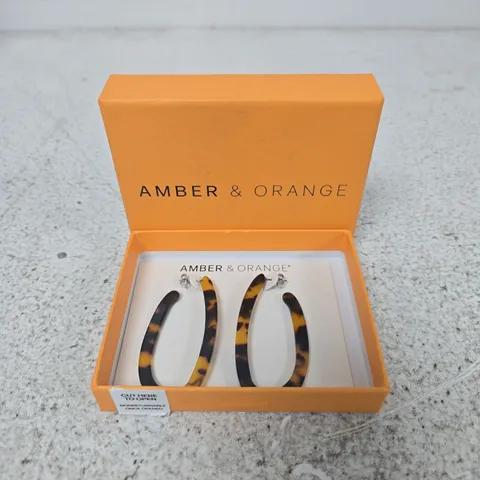 AMBER & ORANGE EARRINGS – TORTOISESHELL PATTERN, BOXED