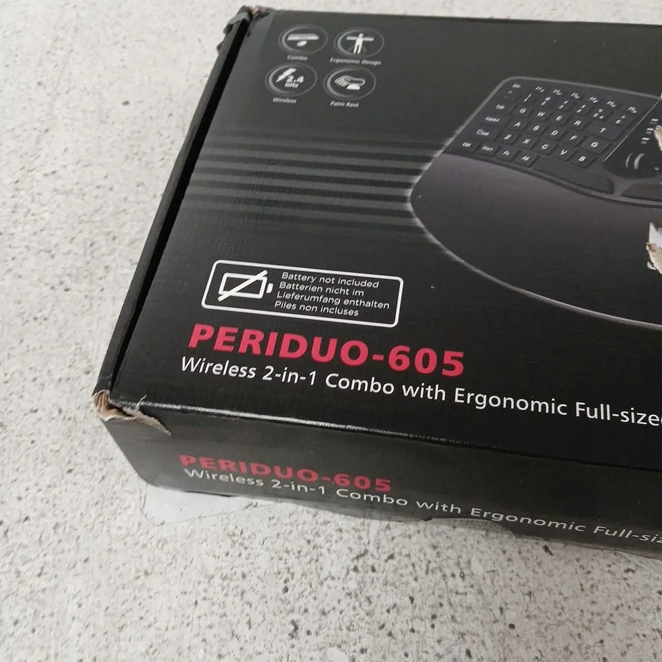 PERIXX PERDUO-605 WIRELESS 2-IN-1 KEYBOARD & MOUSE (ERGONOMIC FULL-SIZE)