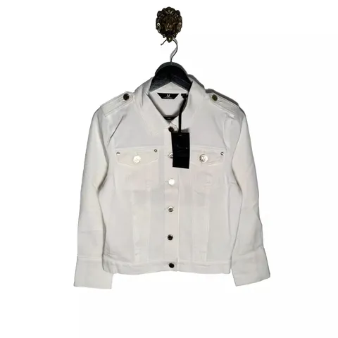 JM FASHION BY JULIEN MACDONALD MILITARY STYLE TWILL JACKET WHITE SIZE 18