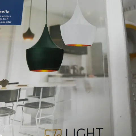 BOXED SAEZ LIGHT WHITE NOVELTY CEILING PENDANT -24CM W/ 24CM D