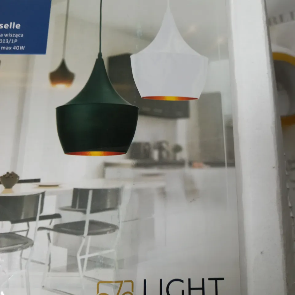 BOXED SAEZ LIGHT WHITE NOVELTY CEILING PENDANT -24CM W/ 24CM D