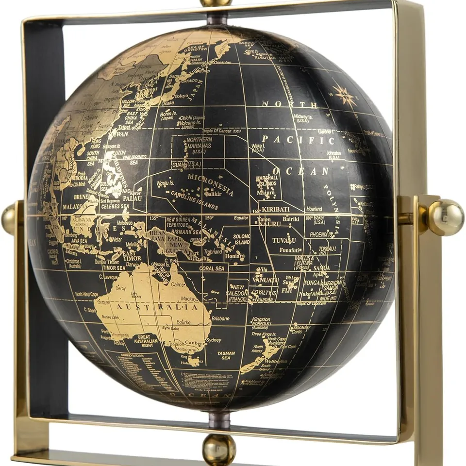 BOXED COSTWAY ROTATING ANTIQUE GLOBE WITH SQUARE METAL FRAME EDUCATIONAL STUDENT GLOBE - Ø21cm