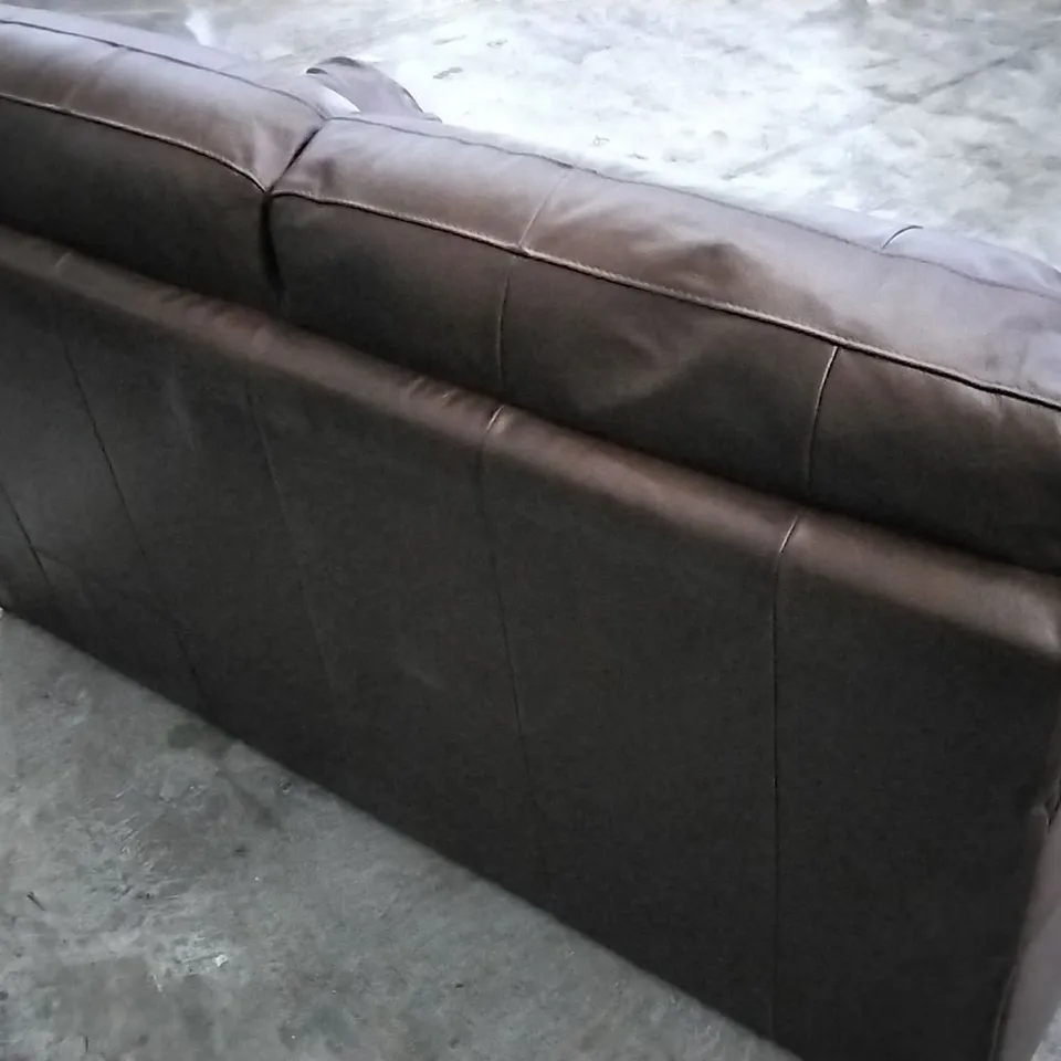 QUALITY BRITISH DESIGNER 2 SEATER SOFA - BROWN LEATHER 