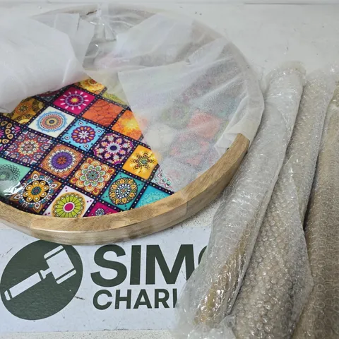 BOXED WOODEN MULTICOLOUR SIDE TABLE 