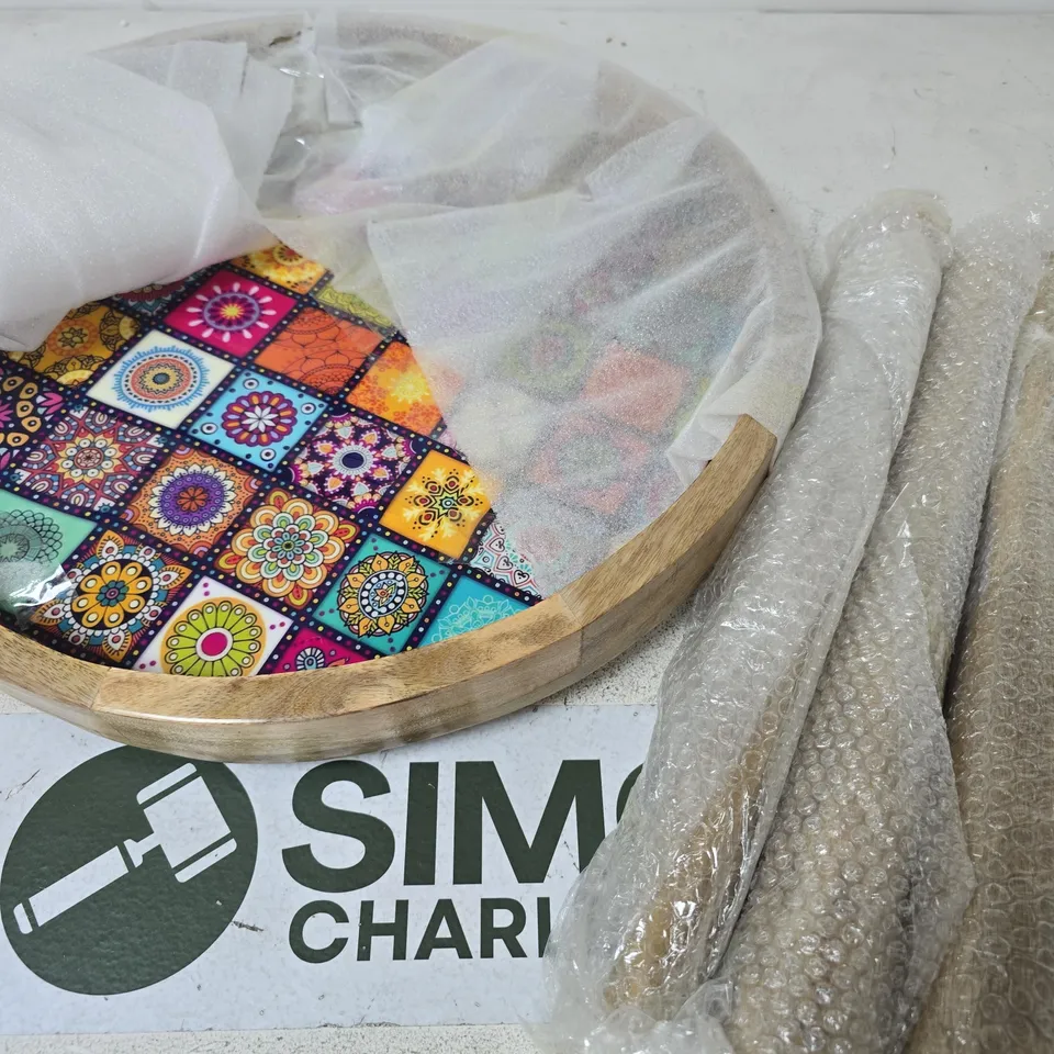 BOXED WOODEN MULTICOLOUR SIDE TABLE 