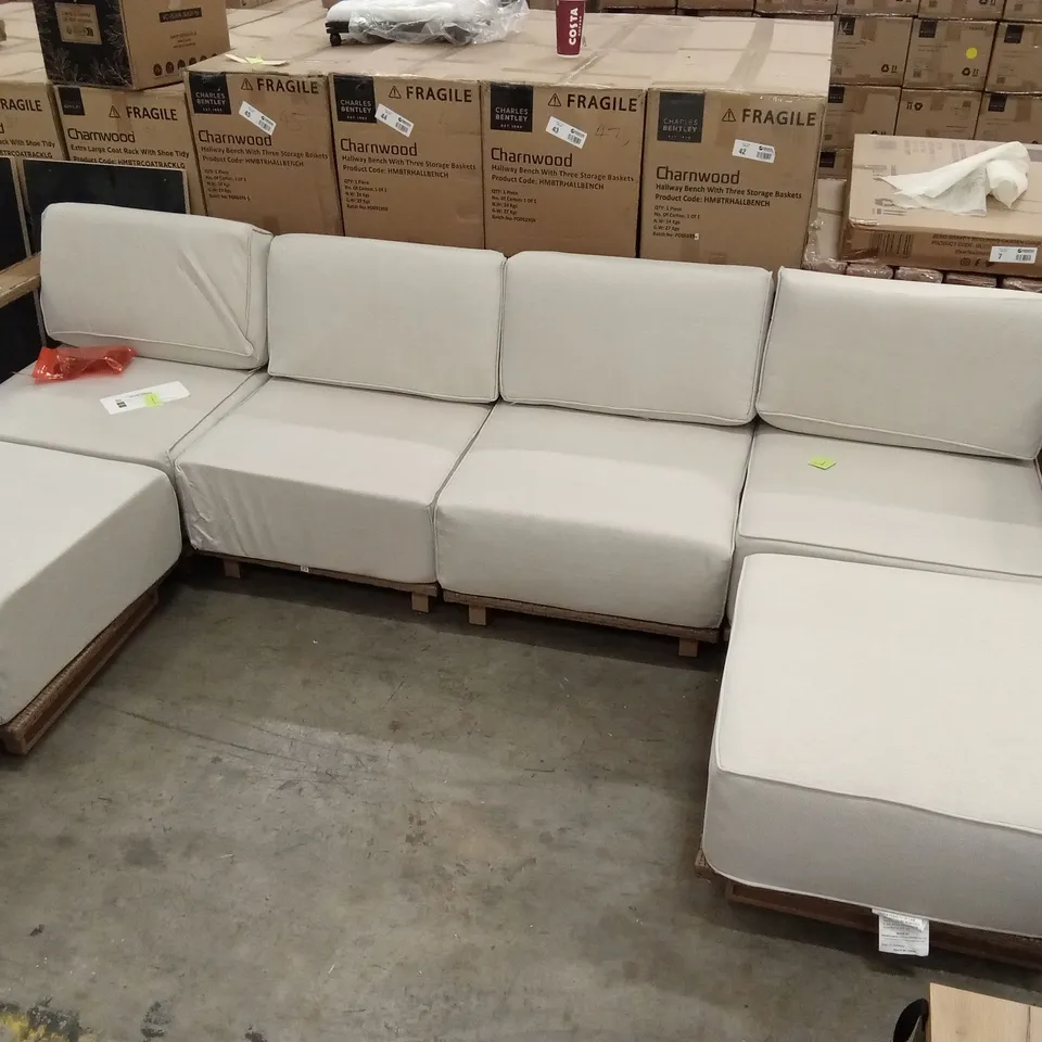 17 STORIES 280.924cm WIDE U-SHAPED WOOD PATIO SECTIONAL SET WITH CUSHIONS RRP £850