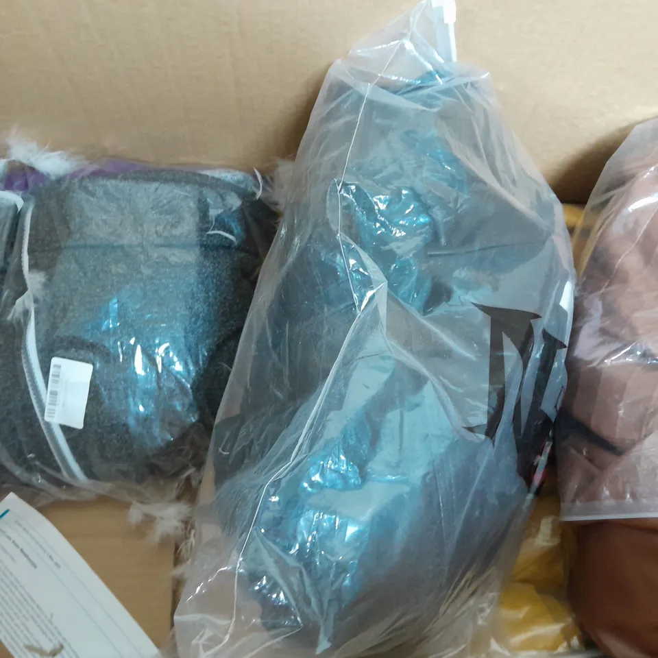 BOX OF ASSORTED COATS IN VARIOUS SIZE AND COLOURS 