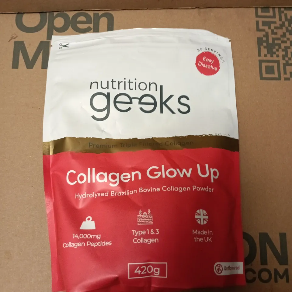 NUTRITION GEEKS COLLAGEN GLOW UP - PREMIUM HYDROLYSED BRAZILIAN BOVINE COLLAGEN POWDER 420G