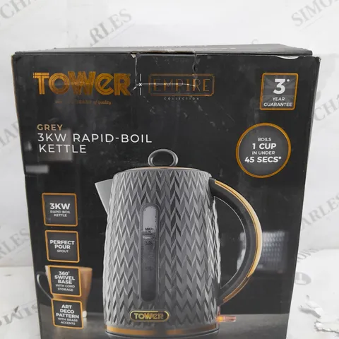 BOXED TOWER GREY 3KW RAPID BOIL KETTLE 