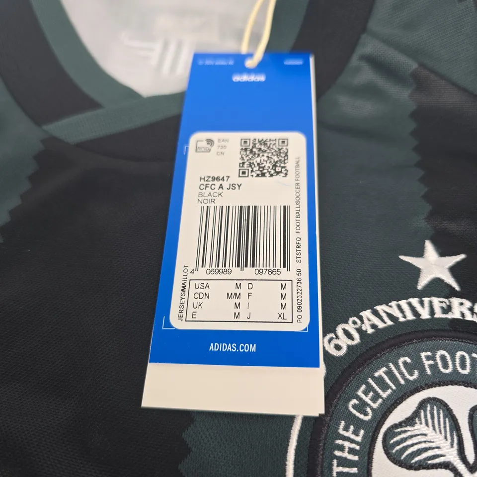 ADIDAS CELTIC FC 1888 "60TH ANNIVERSARY" LISBON LIONS FOOTBALL SHIRT – DARK GREEN/BLACK STRIPES, SMALL (UK S)