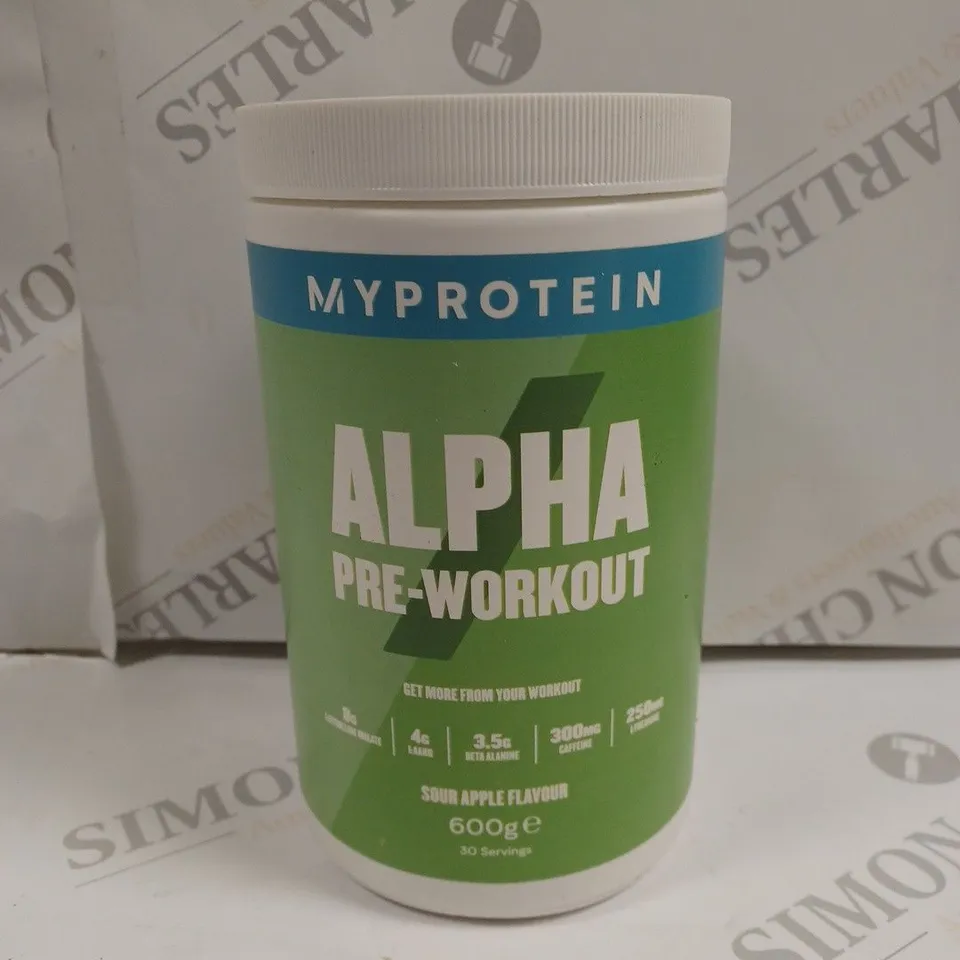 SEALED MYPROTEIN ALPHA PRE WORKOUT - 600G SOUR APPLE 
