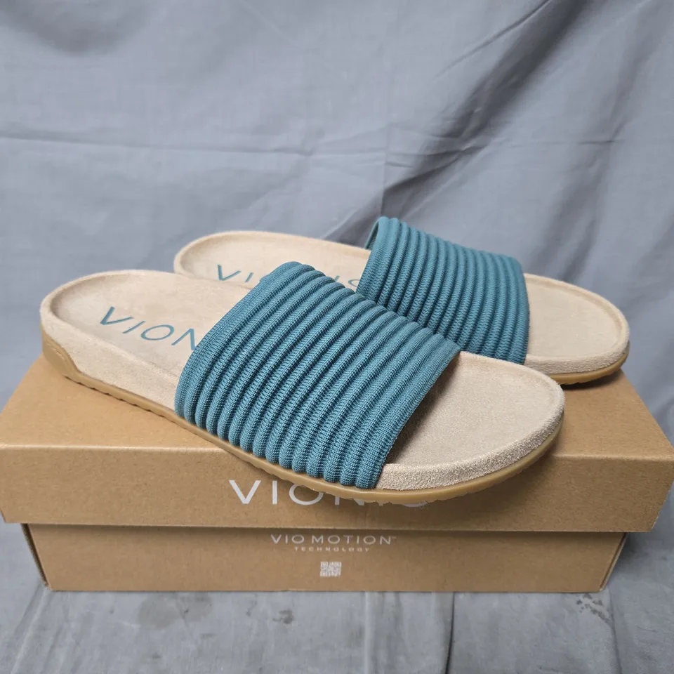 BOXED VIONIC EVIE KNIT SLIDE SANDALS – BLUE, UK 6.5